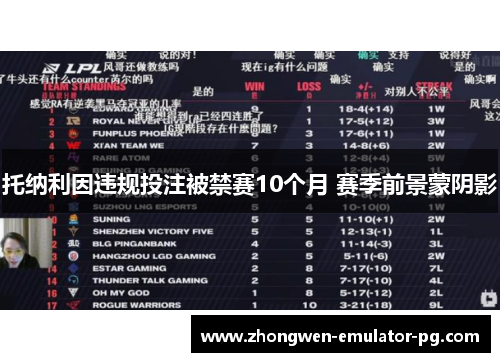 托纳利因违规投注被禁赛10个月 赛季前景蒙阴影