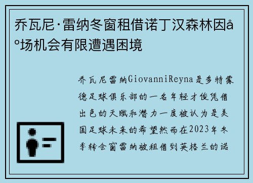 乔瓦尼·雷纳冬窗租借诺丁汉森林因出场机会有限遭遇困境